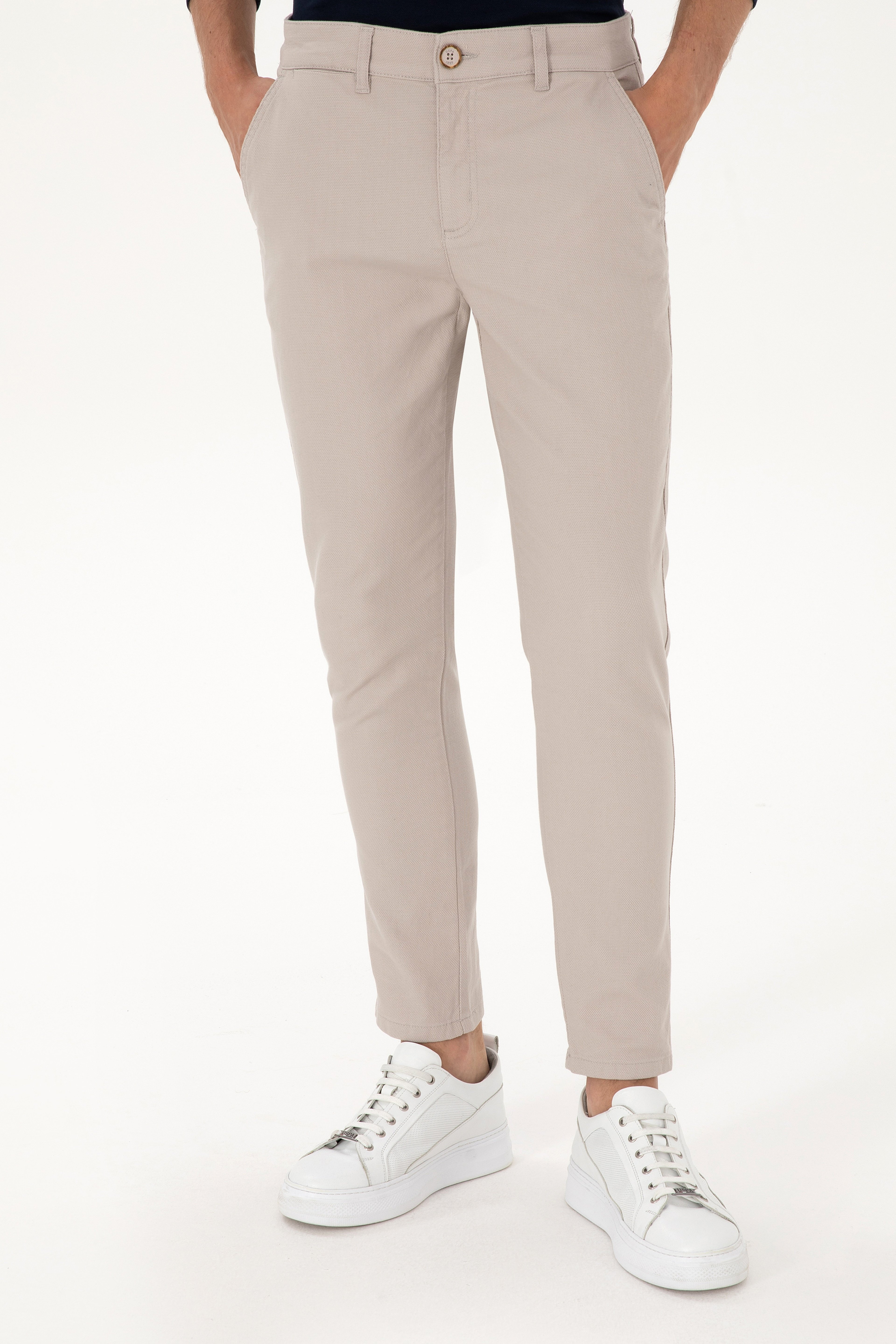 Erkek Slim Fit Taş Kanvas / Chino Pantolon - Image 2