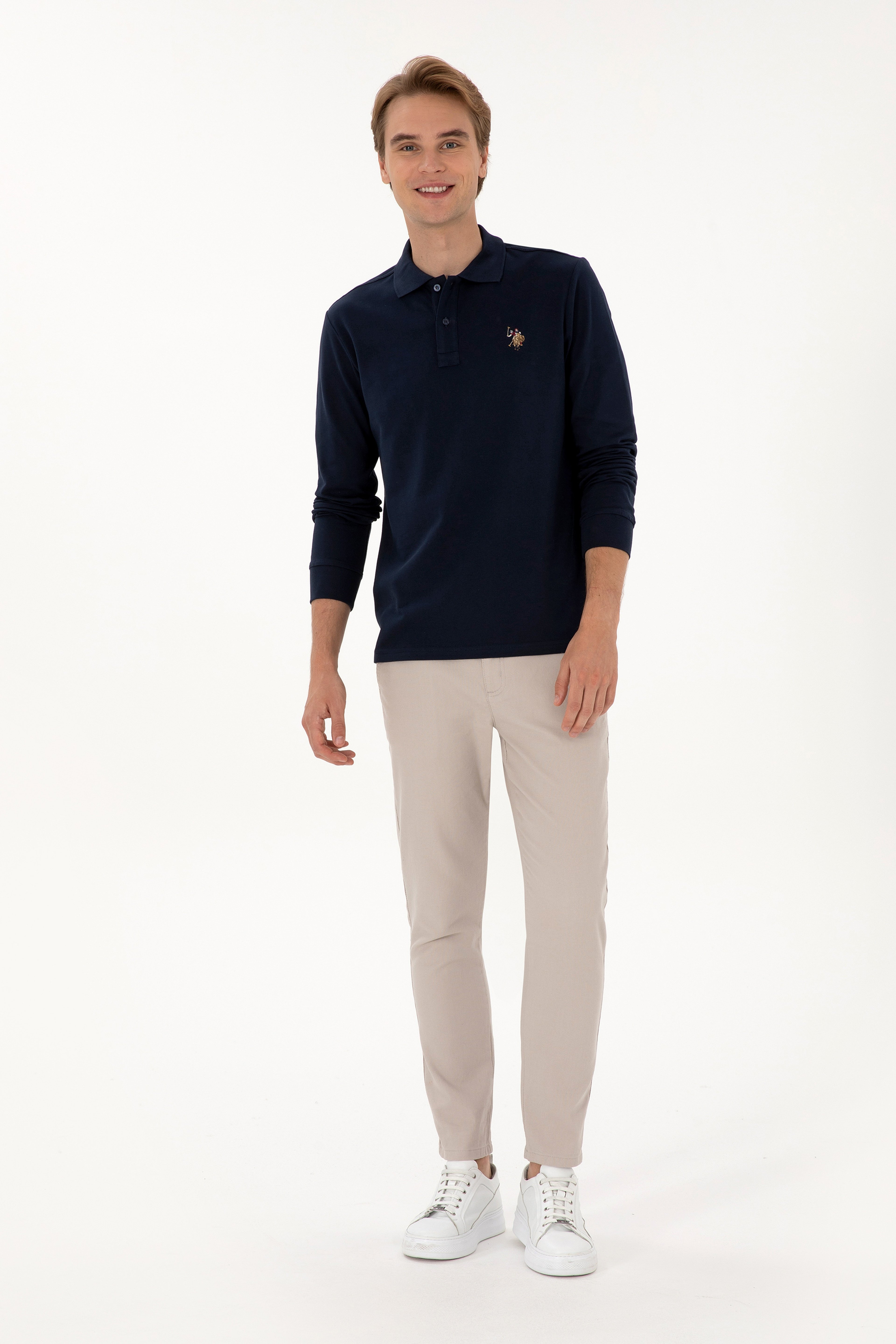 Erkek Slim Fit Taş Kanvas / Chino Pantolon