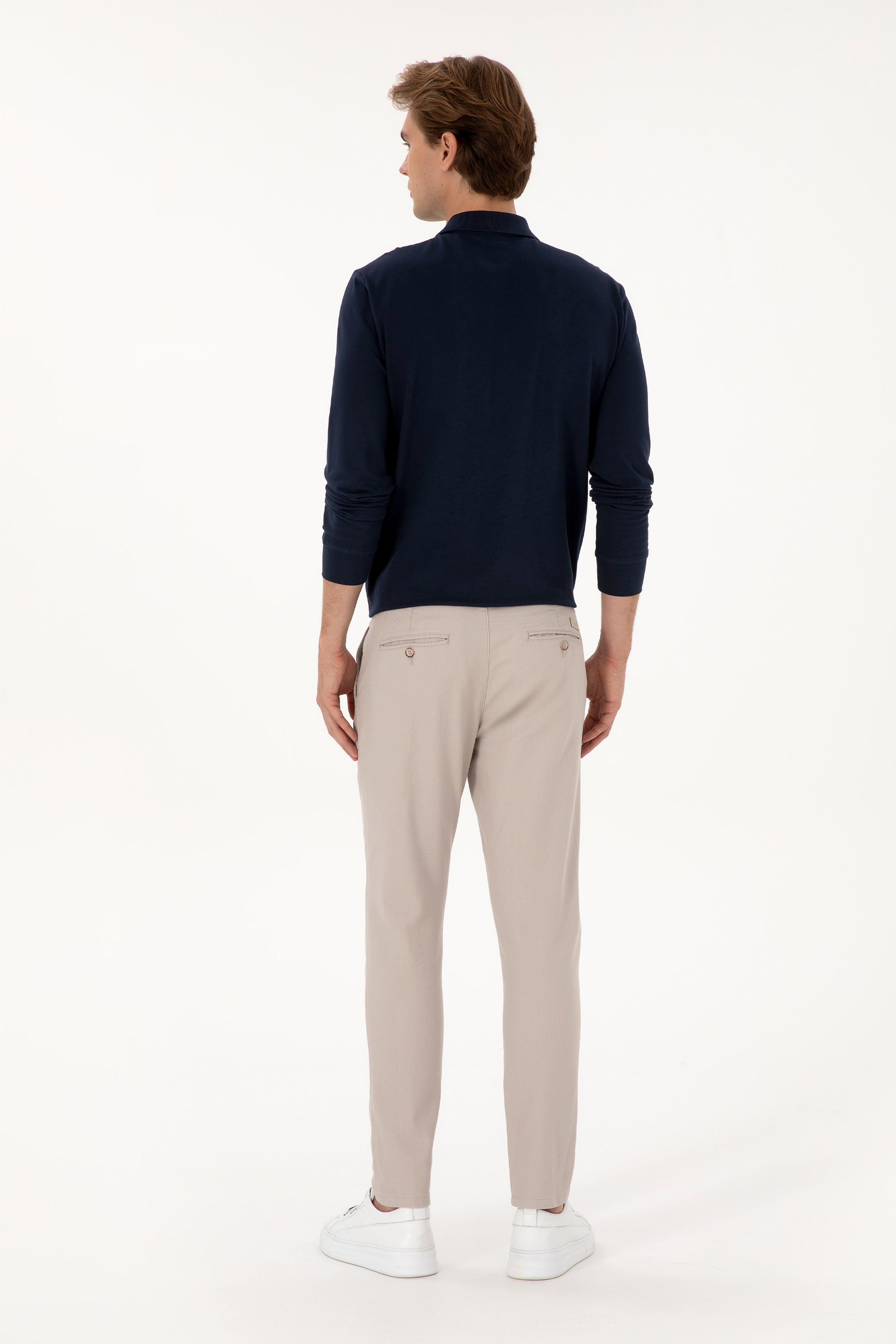 Erkek Slim Fit Taş Kanvas / Chino Pantolon - Image 4