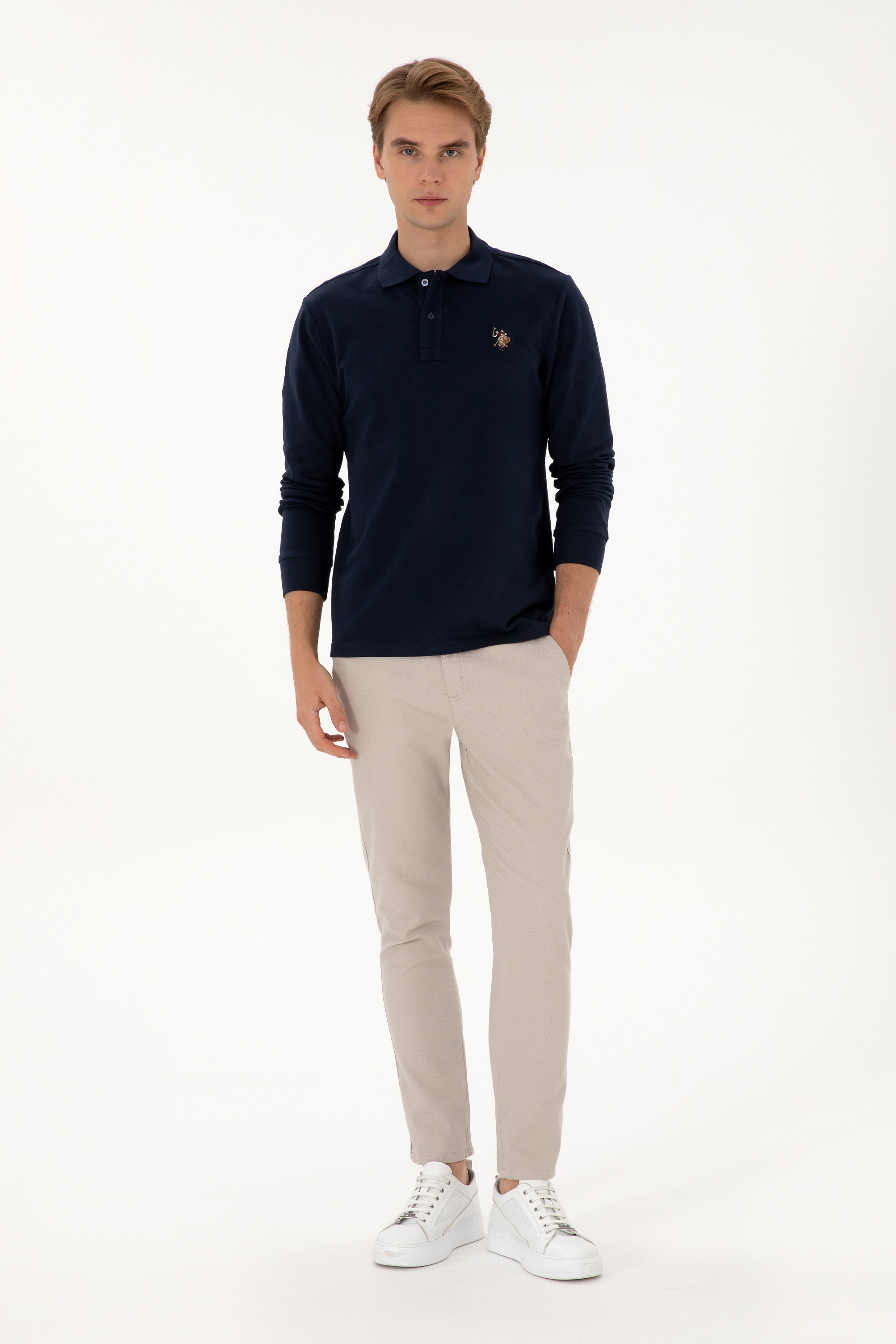 Erkek Slim Fit Taş Kanvas / Chino Pantolon - Image 1