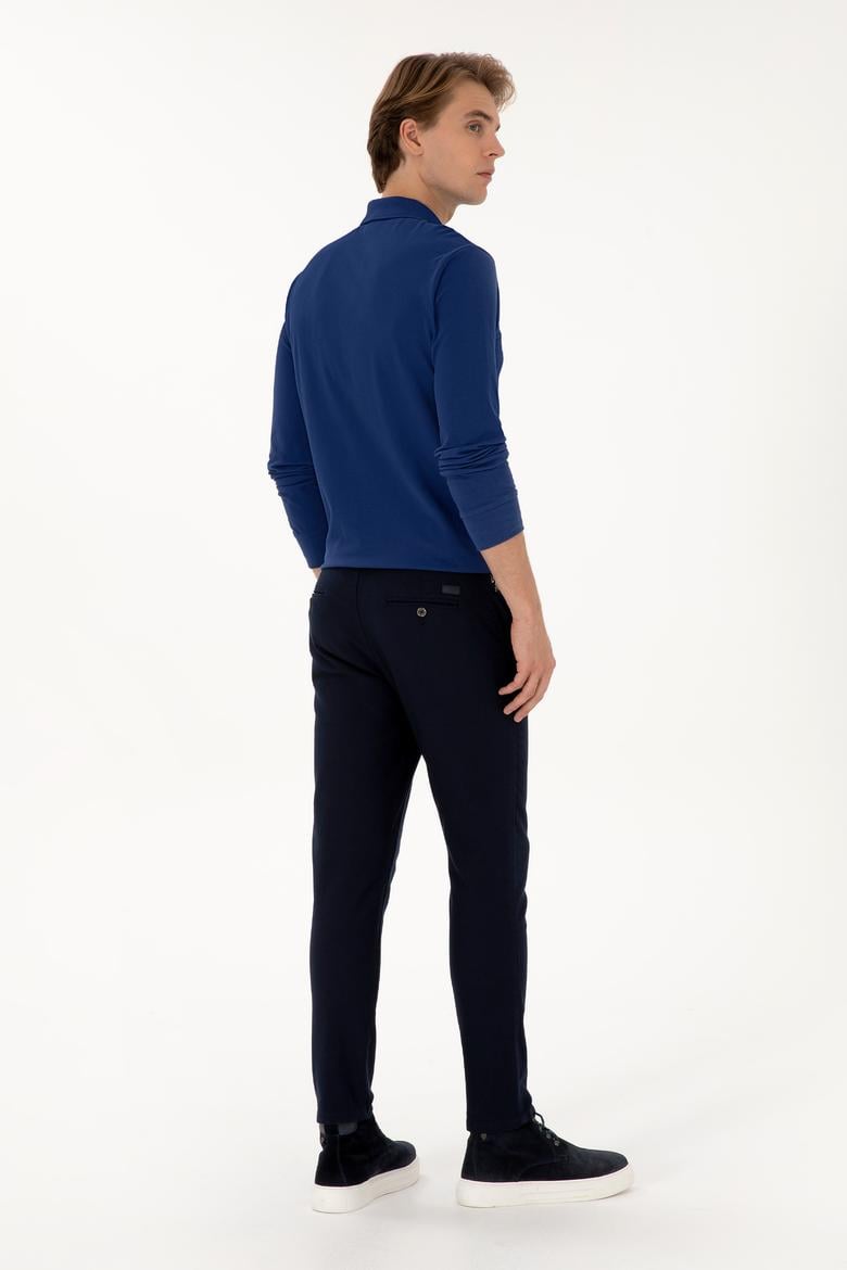 Erkek Lacivert Slim Fit Kanvas / Chino Pantolon - 50311606121