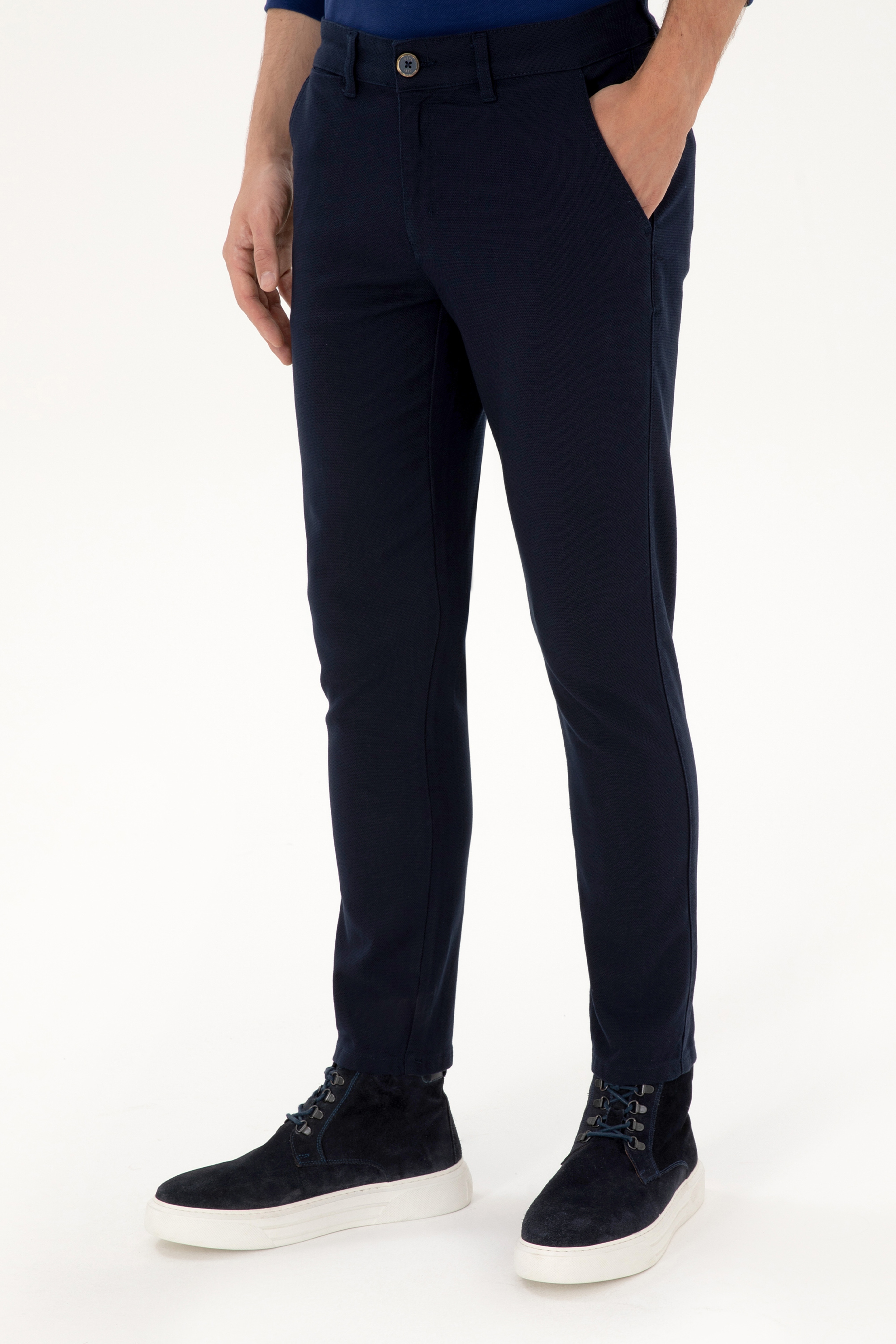 Erkek Slim Fit Lacivert Kanvas / Chino Pantolon - Image 2
