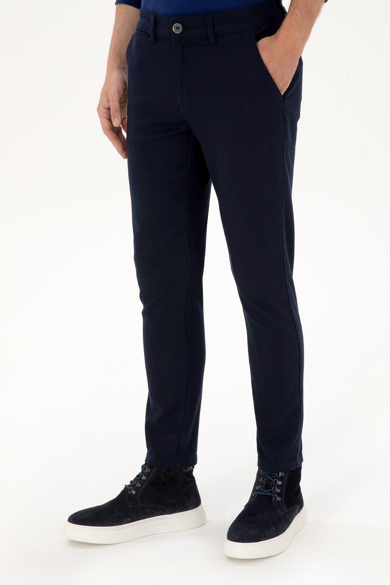 Erkek Lacivert Slim Fit Kanvas / Chino Pantolon - 50311606121