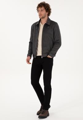 Erkek Antrasit Deri Ceket - 50317294013