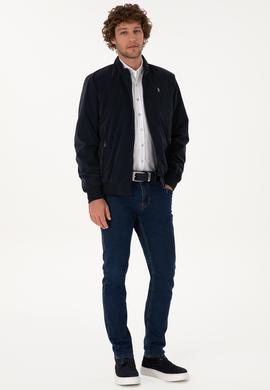 Erkek Lacivert Deri Ceket - 50317295014