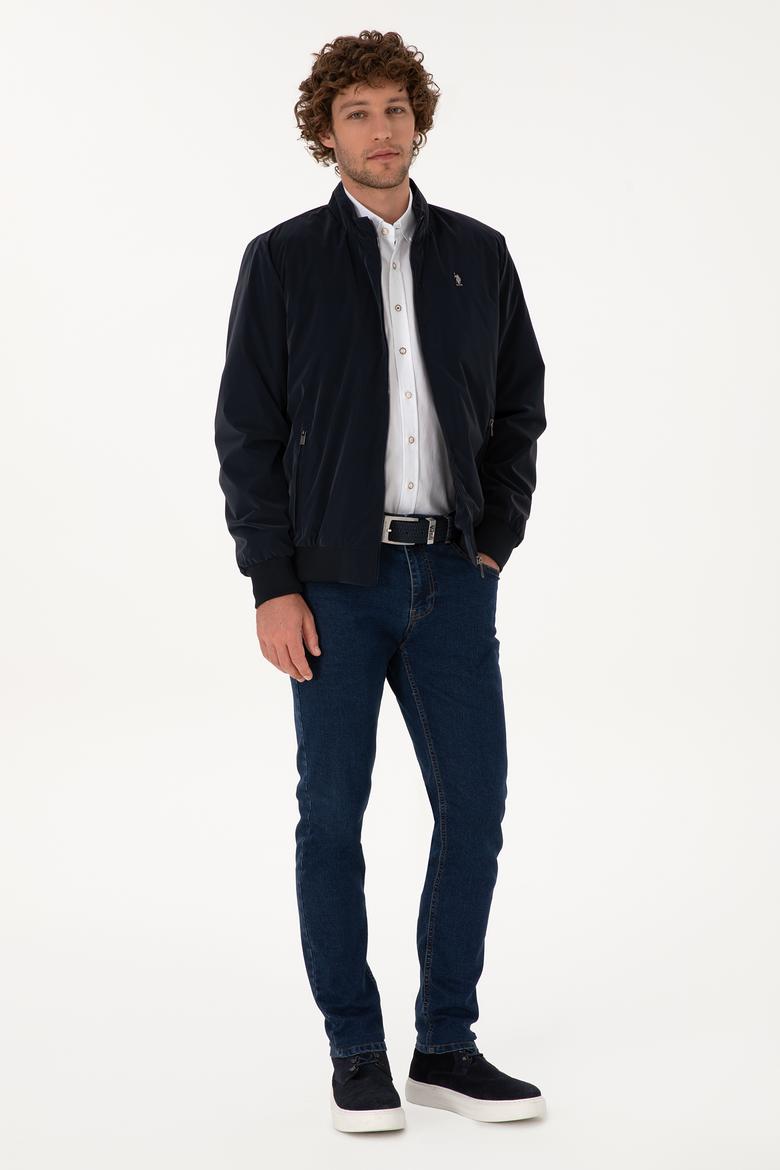 Erkek Lacivert Deri Ceket - 50317295014