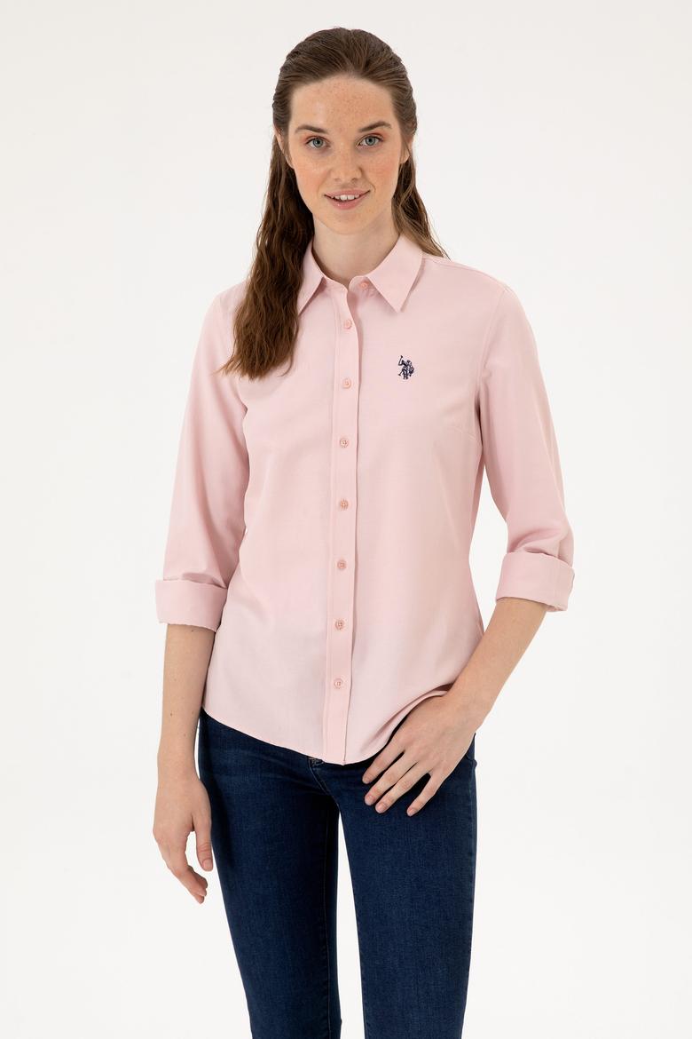 Kadın Pudra Uzun Kollu Basic Gömlek