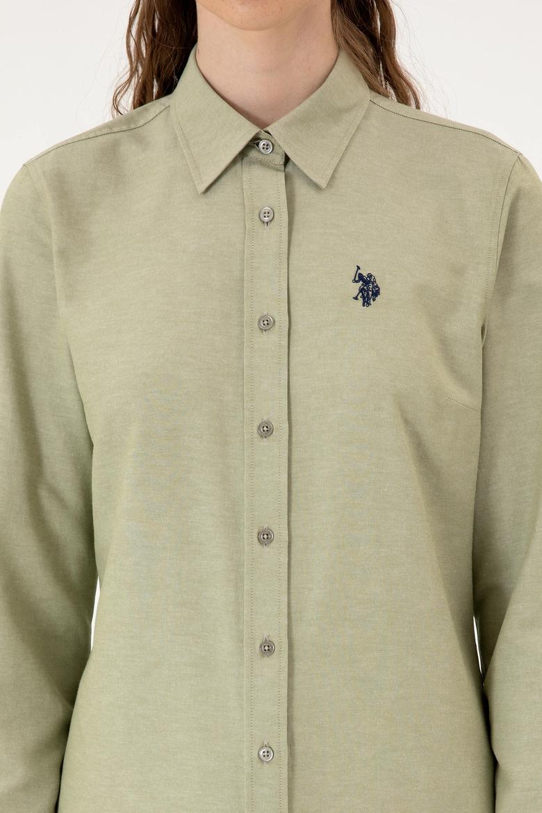 Kadın Açık Haki Uzun Kollu Basic Gömlek - 50316711051