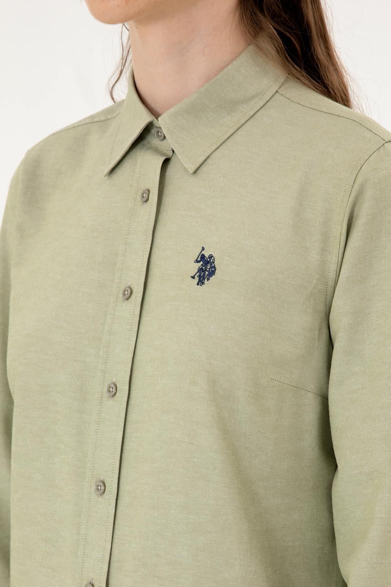 Kadın Açık Haki Uzun Kollu Basic Gömlek - 50316711051