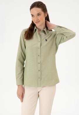 Kadın Açık Haki Uzun Kollu Basic Gömlek - 50316711051