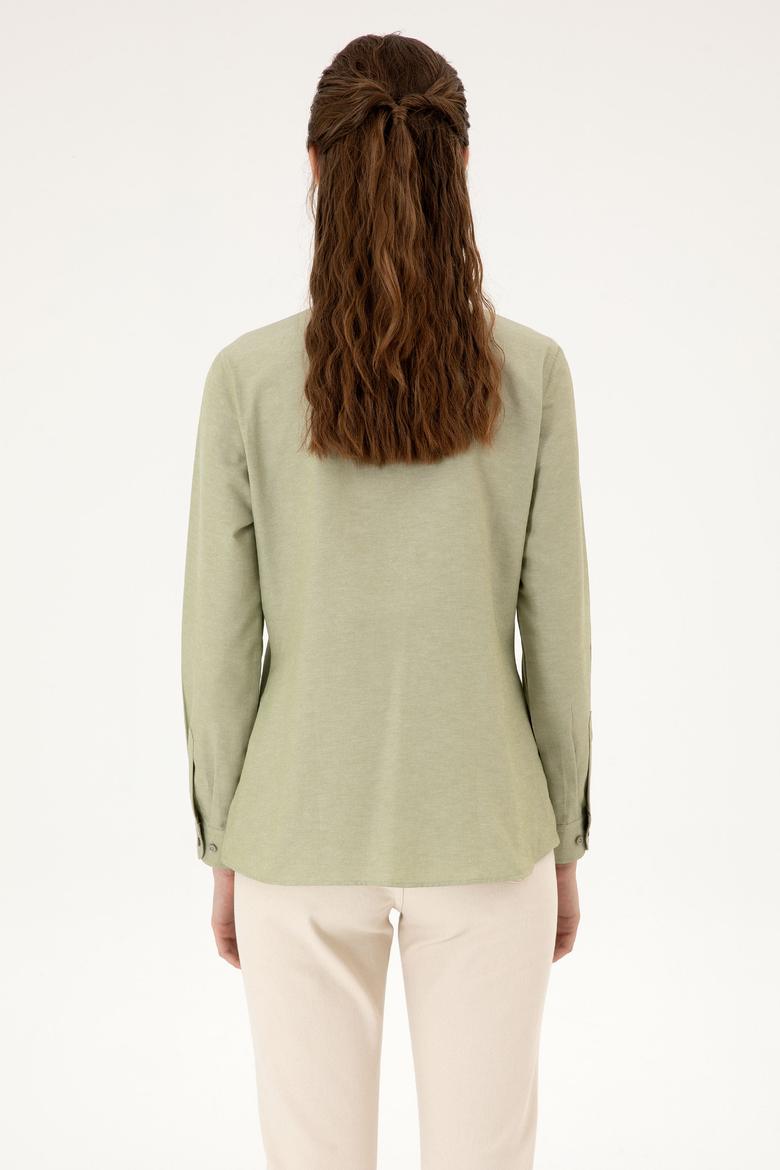 Kadın Açık Haki Uzun Kollu Basic Gömlek - 50316711051