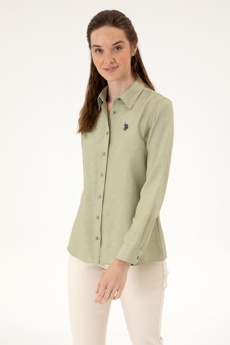 Kadın Açık Haki Uzun Kollu Basic Gömlek - 50316711051