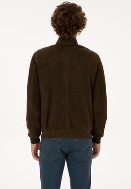 Erkek Haki Deri Ceket - 50317326007