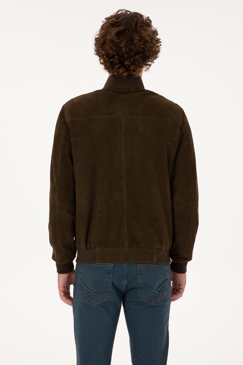 Erkek Haki Deri Ceket - 50317326007