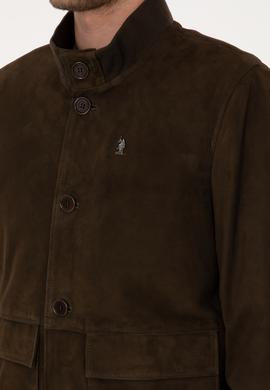 Erkek Haki Deri Ceket - 50317326007