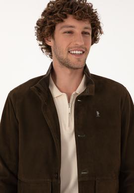 Erkek Haki Deri Ceket - 50317326007