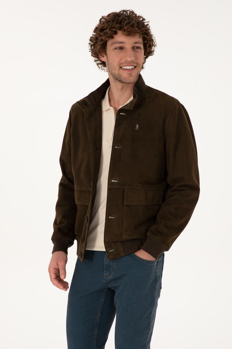 Erkek Haki Deri Ceket