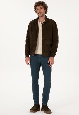 Erkek Haki Deri Ceket - 50317326007