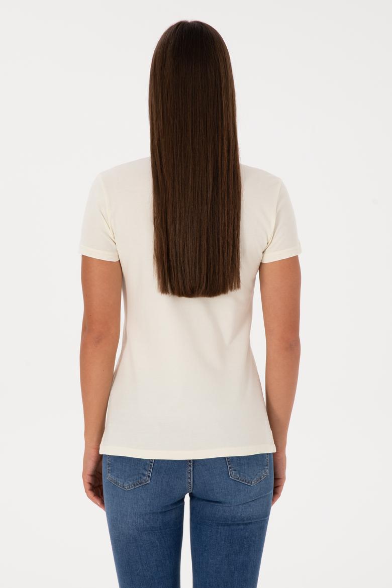 Kadın Krem Basic Tişört - 50300883022