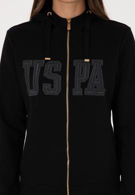 Kadın Siyah Fermuarlı Kapüşonlu Basic Sweatshirt - 50307769005