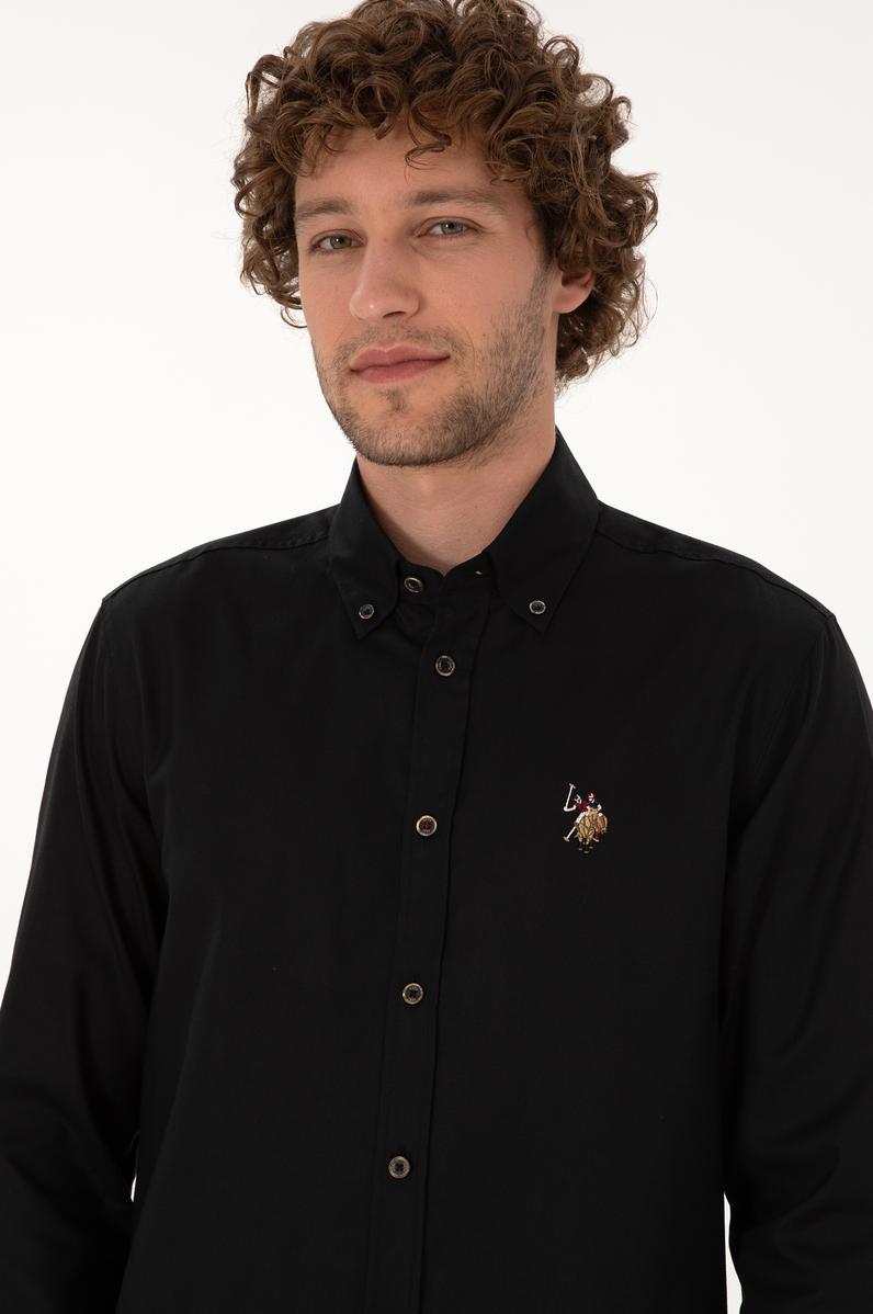 Erkek Siyah Uzun Kollu Basic Gömlek