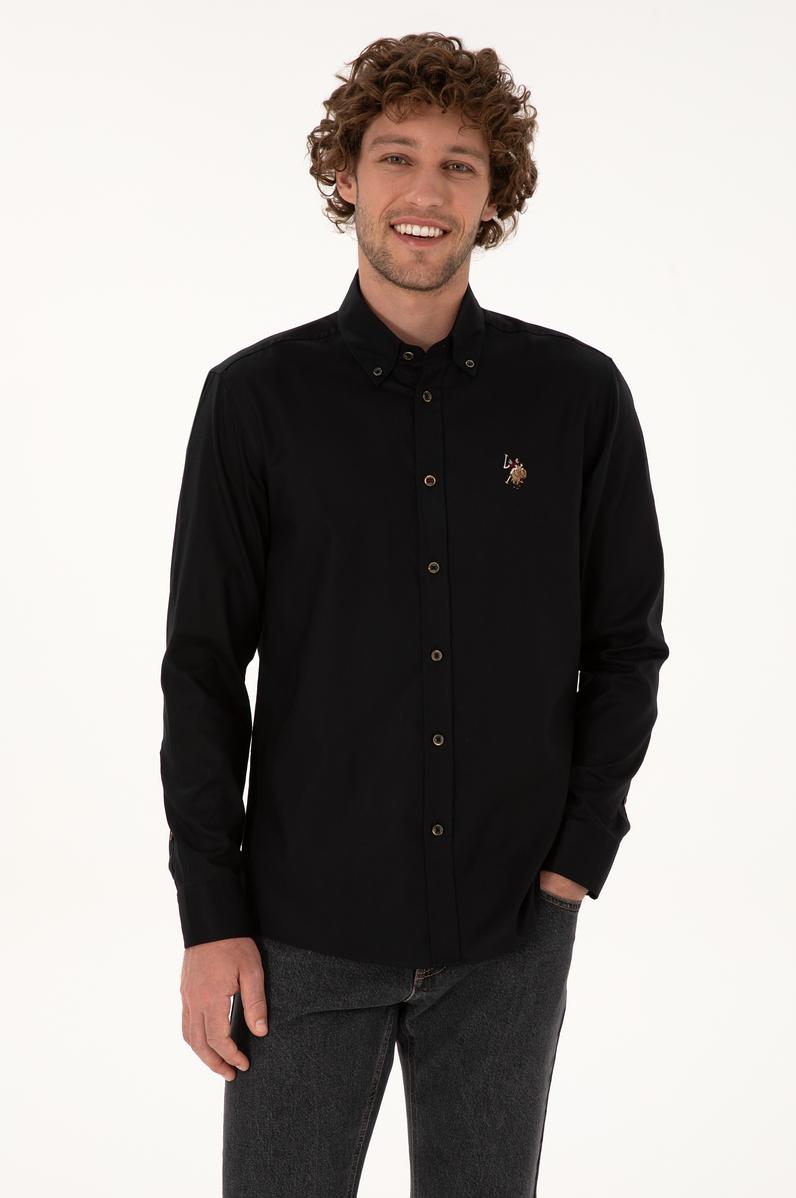 Erkek Siyah Uzun Kollu Basic Gömlek