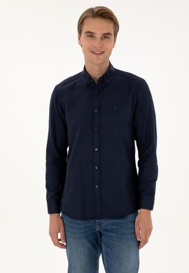 Erkek Lacivert Uzun Kollu Basic Gömlek - 50307693005
