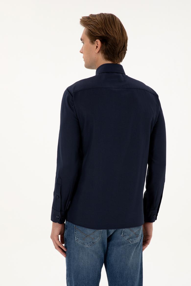 Erkek Lacivert Uzun Kollu Basic Gömlek - 50307693005