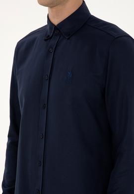 Erkek Lacivert Uzun Kollu Basic Gömlek - 50307693005