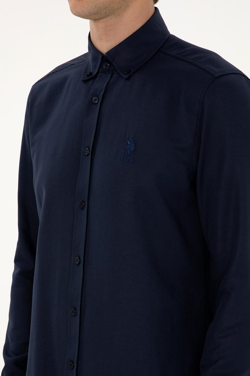 Erkek Lacivert Uzun Kollu Basic Gömlek