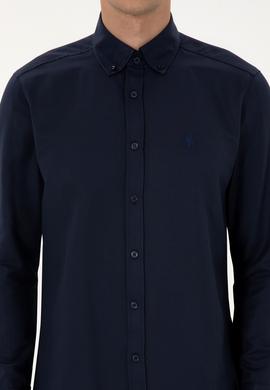 Erkek Lacivert Uzun Kollu Basic Gömlek - 50307693005