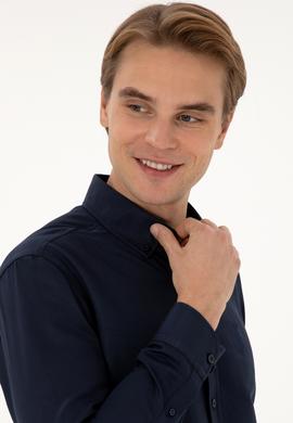 Erkek Lacivert Uzun Kollu Basic Gömlek - 50307693005