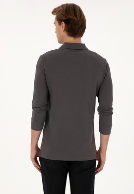 Erkek Regular Fit Polo Yaka Gri Basic Sweatshirt - 50307757206