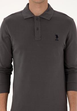 Erkek Regular Fit Polo Yaka Gri Basic Sweatshirt - 50307757206