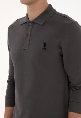 Erkek Regular Fit Polo Yaka Gri Basic Sweatshirt - 50307757206