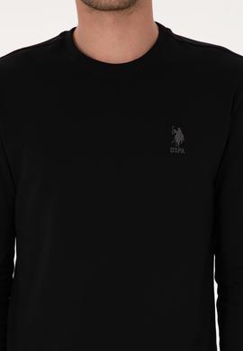 Erkek Slim Fit Bisiklet Yaka Siyah Basic Sweatshirt - 50307762028