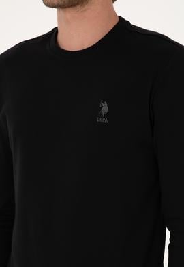 Erkek Slim Fit Bisiklet Yaka Siyah Basic Sweatshirt - 50307762028