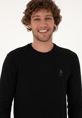 Erkek Slim Fit Bisiklet Yaka Siyah Basic Sweatshirt - 50307762028