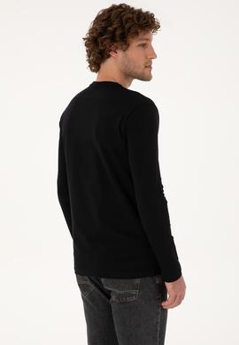 Erkek Slim Fit Bisiklet Yaka Siyah Basic Sweatshirt - 50307762028