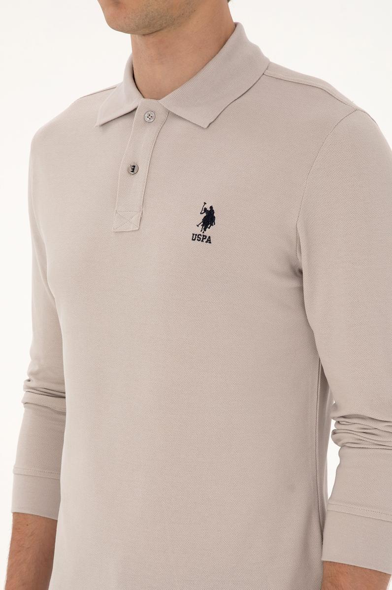 Erkek Regular Fit Polo Yaka Taş Basic Sweatshirt
