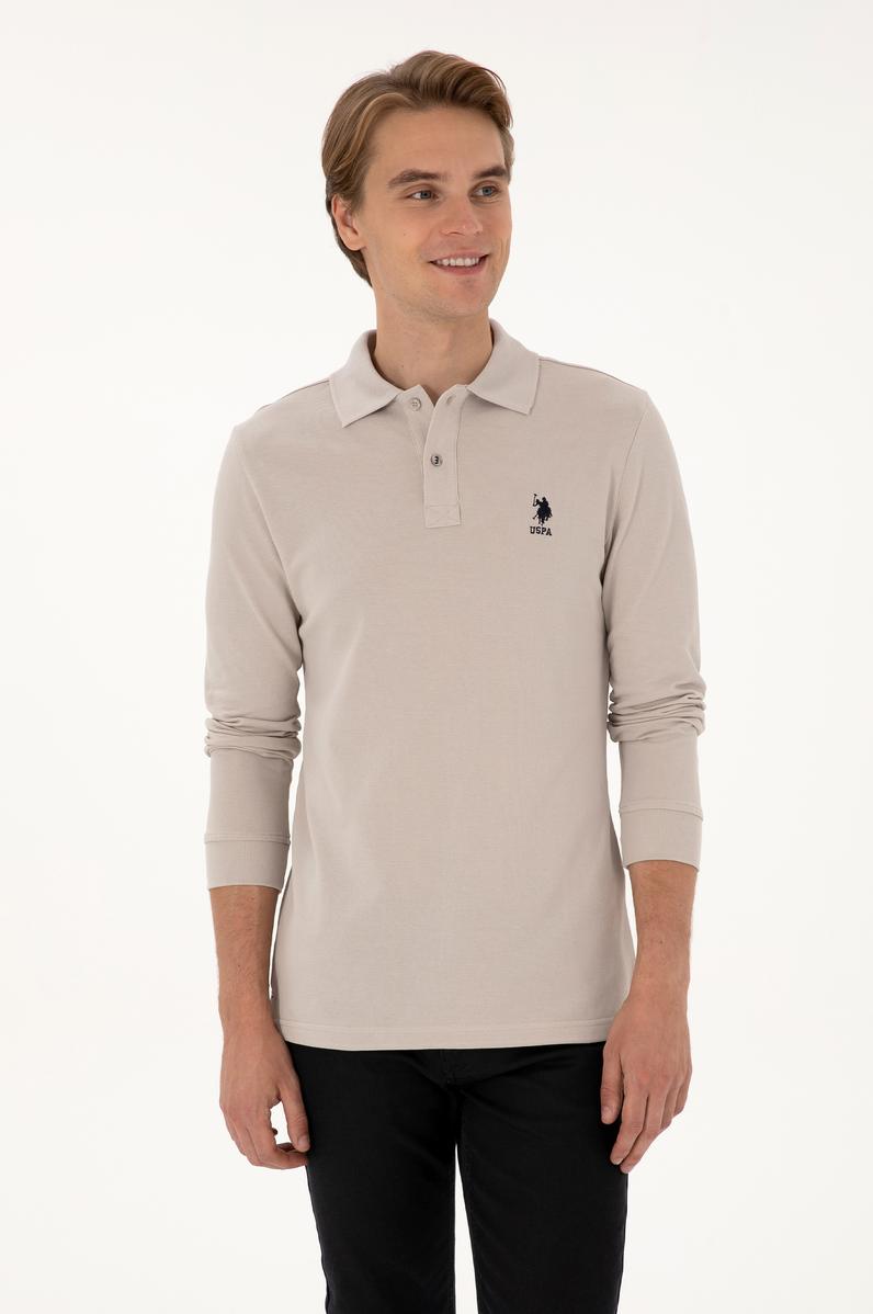 Erkek Regular Fit Polo Yaka Taş Basic Sweatshirt
