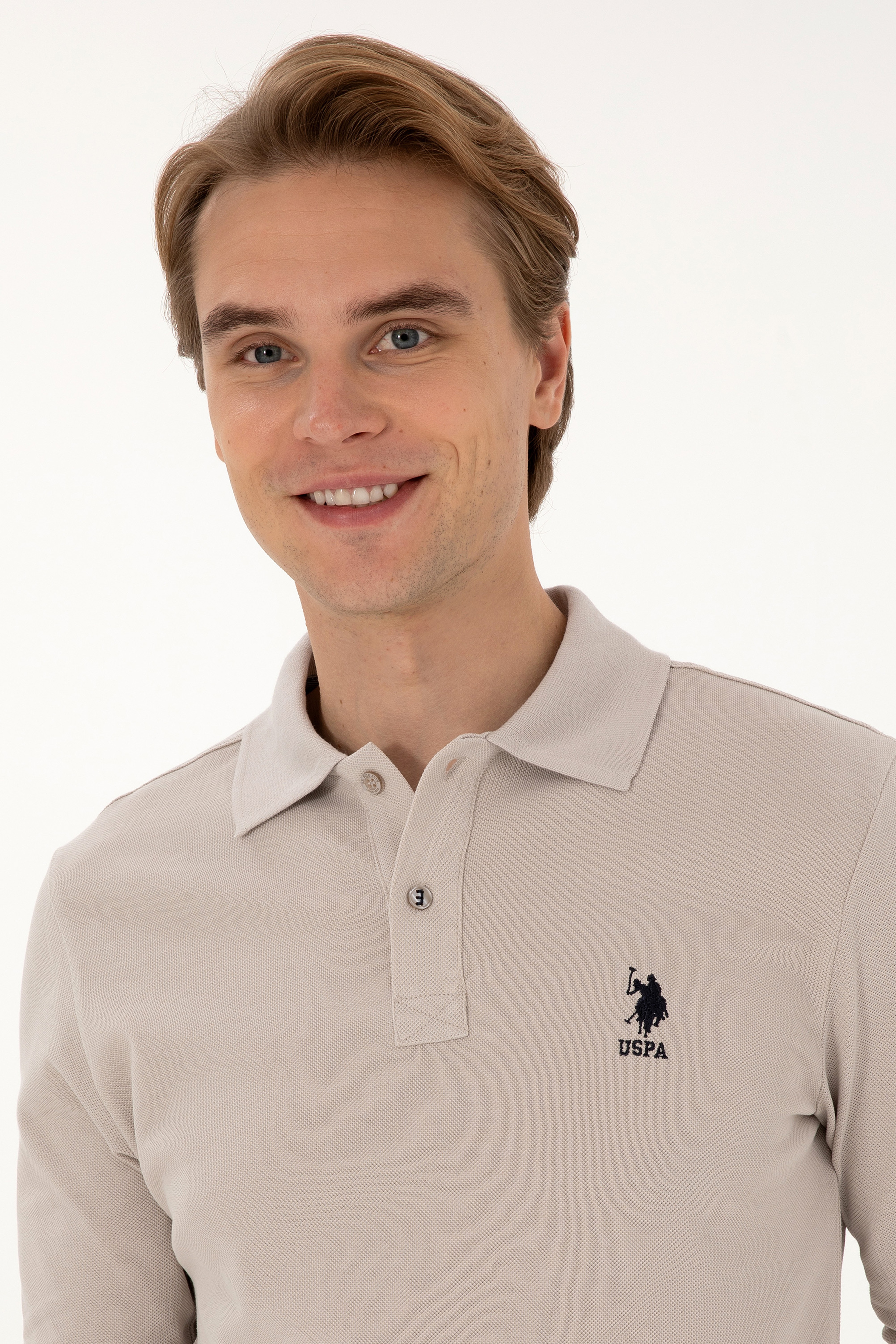Erkek Regular Fit Polo Yaka Taş Basic Sweatshirt