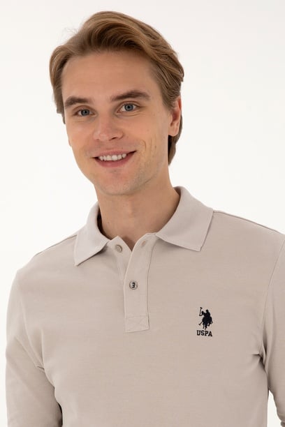 Erkek Regular Fit Polo Yaka Taş Basic Sweatshirt