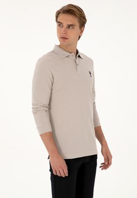 Erkek Regular Fit Polo Yaka Taş Basic Sweatshirt - 50307757167