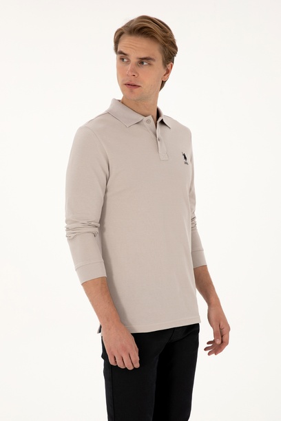 Erkek Regular Fit Polo Yaka Taş Basic Sweatshirt