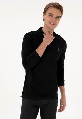 Erkek Regular Fit Polo Yaka Siyah Basic Sweatshirt - 50307757016
