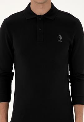 Erkek Regular Fit Polo Yaka Siyah Basic Sweatshirt - 50307757016