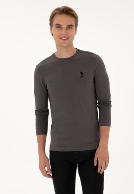 Erkek Slim Fit Bisiklet Yaka Gri Basic Sweatshirt - 50307762069