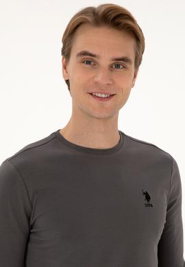 Erkek Slim Fit Bisiklet Yaka Gri Basic Sweatshirt - 50307762069