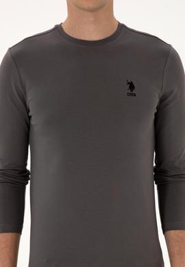 Erkek Slim Fit Bisiklet Yaka Gri Basic Sweatshirt - 50307762069